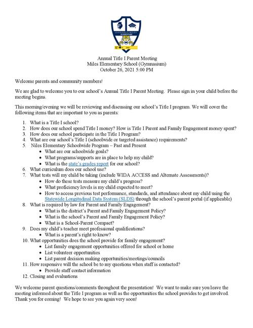 Title 1 Agenda